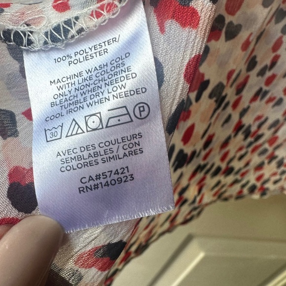 Loft Outlet sheer, with ruffle and V neck with ruffle button down Blouse.. - Picture 12 of 13